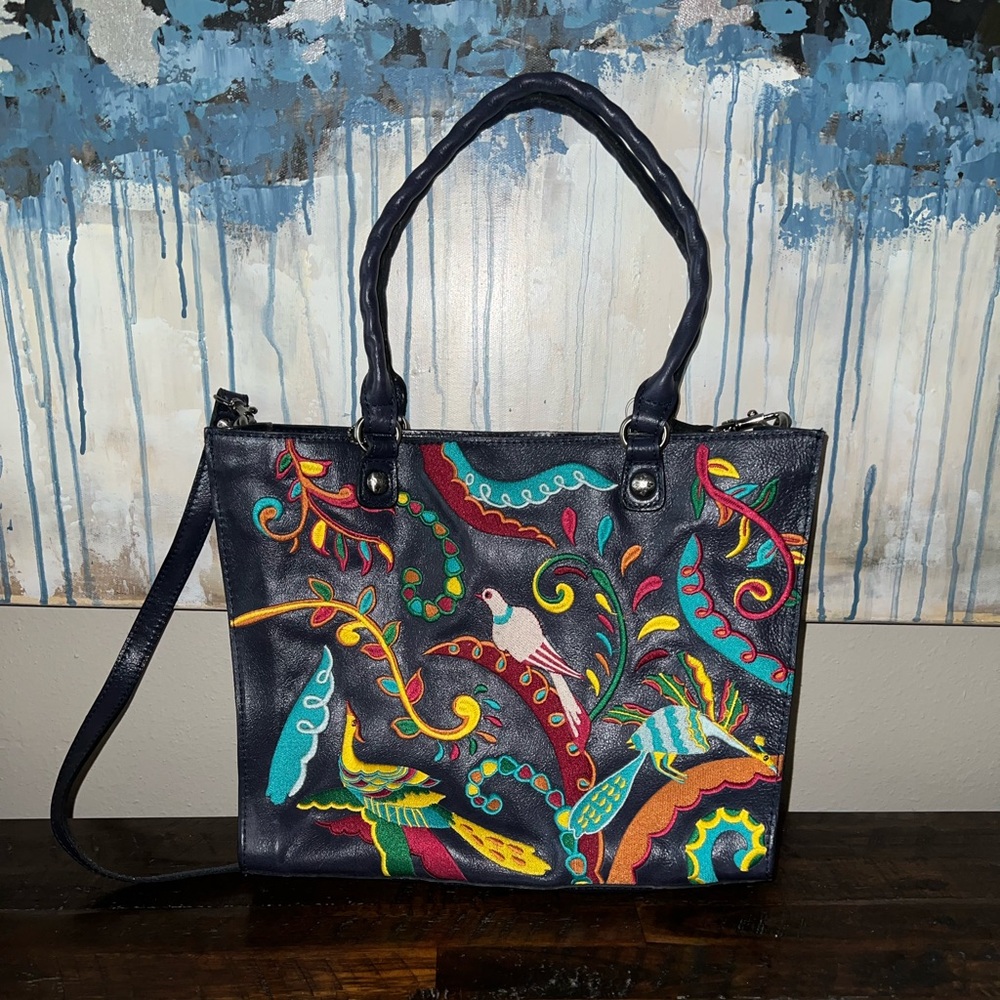 Patricia Nash Birds of Paradise Embroidered Tote Bag